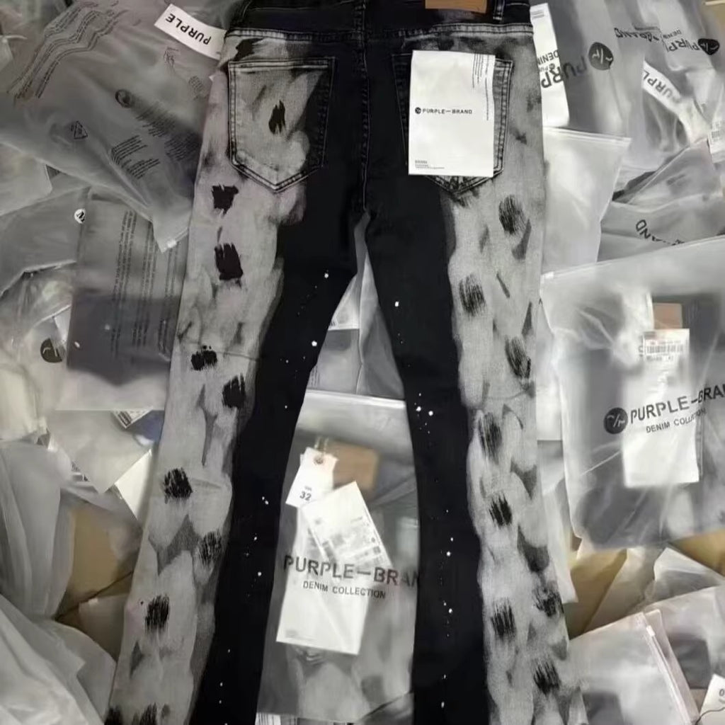 Pantalon de crayon mince d'arrivée avec un design d'Edgy splash-ink