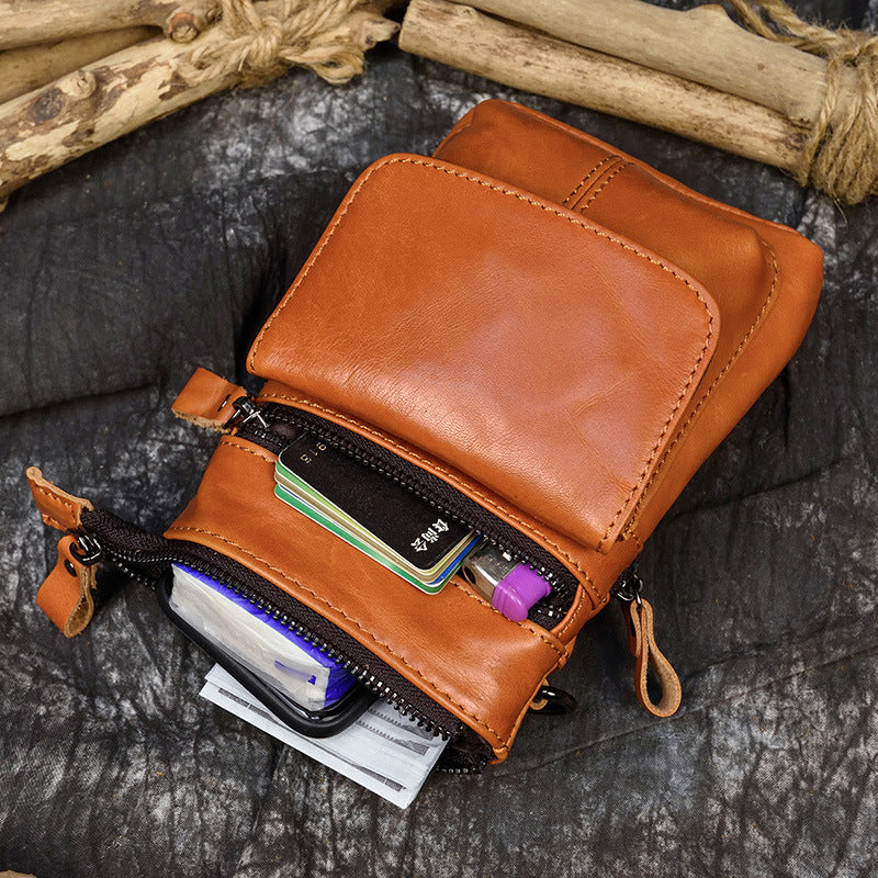 Sac de ceinture en cuir pour homme Crazy Horse