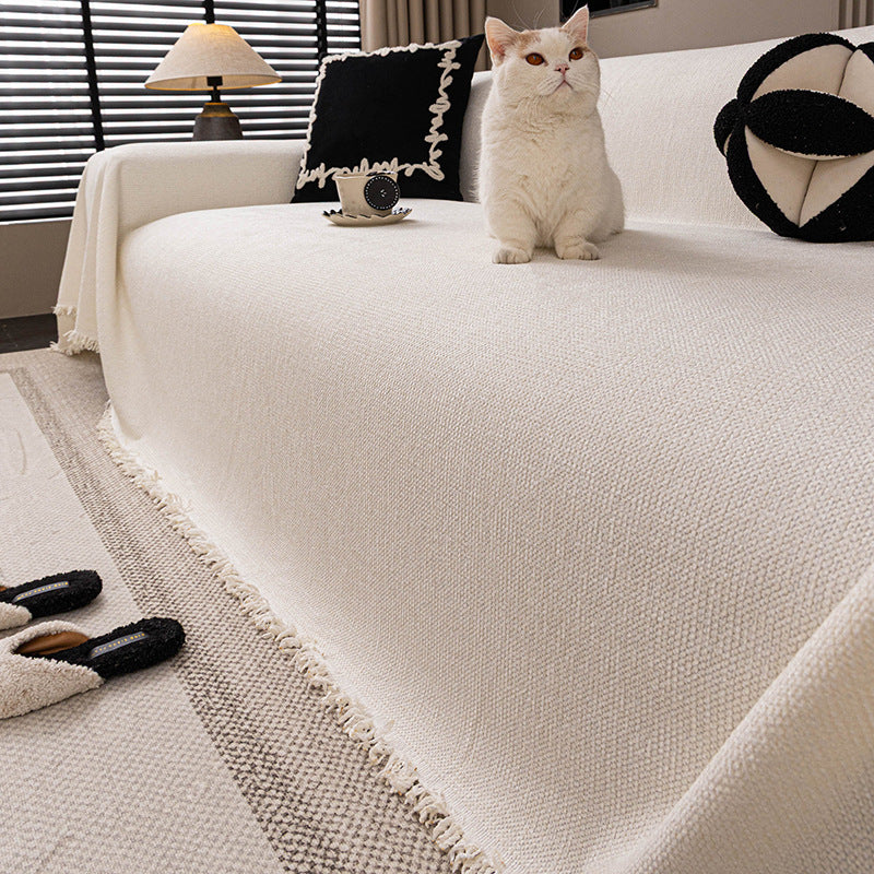 Solid-color Chenille Toute la saison Skin-friendly Cat-proof Wear-résistant Canapé Couverture lancer