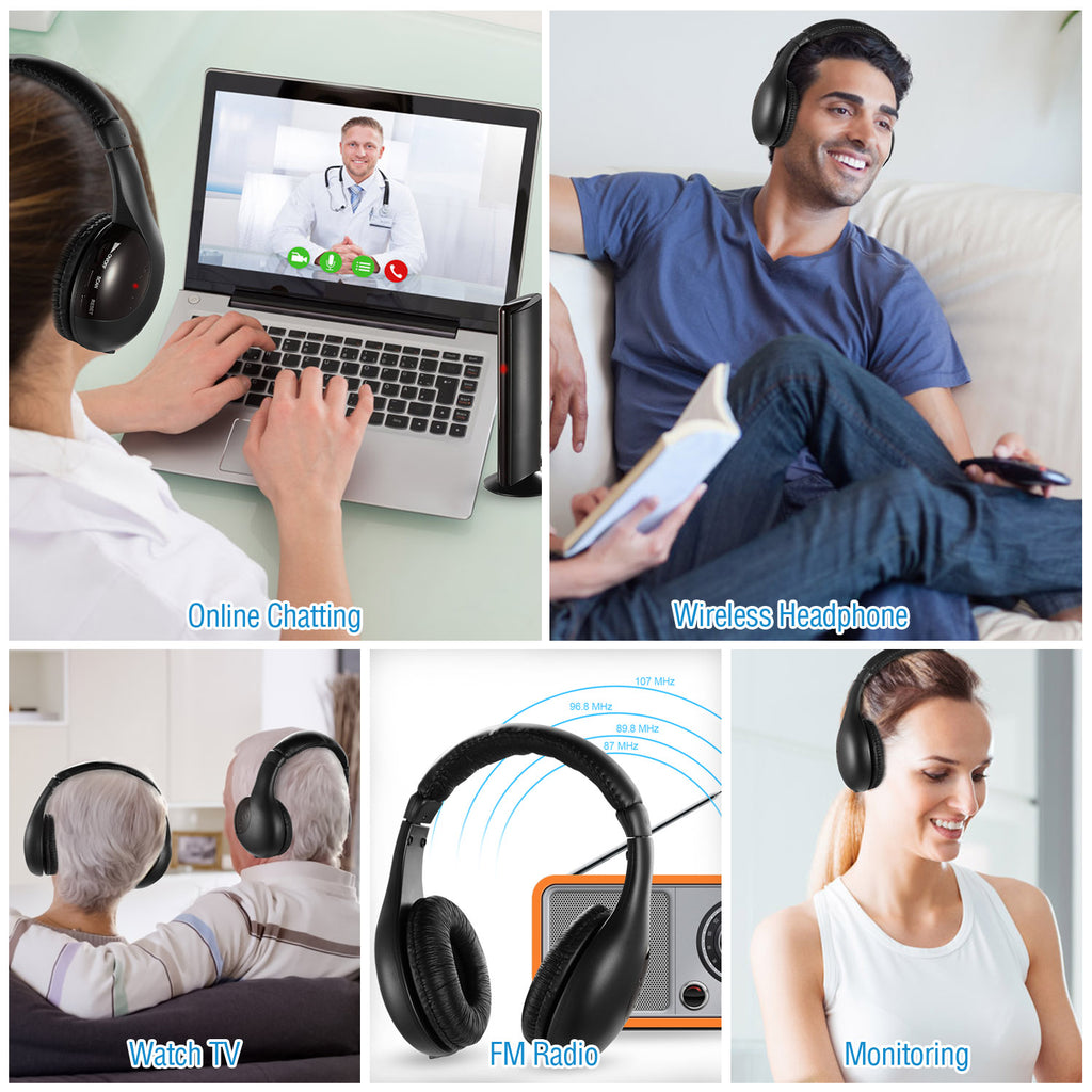 Casques RF sans fil HiFi sur écouteurs d'oreille Récepteur d'émetteur RF avec cabine en forme de MicY