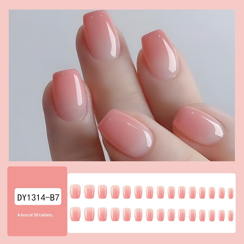 Stickers 24 pièces d'huile d'acrylique carrée courte avec dégradé rose et effet press-on pour
