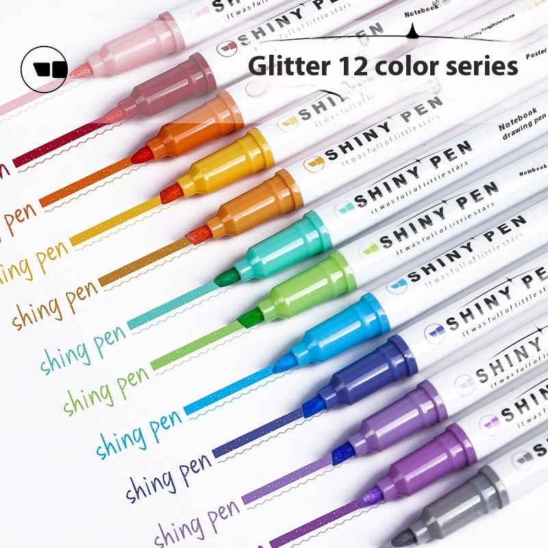 Stylo fluorescent Glitter Star River Compte à la main Belle attaque Classe clé Notes Mark C