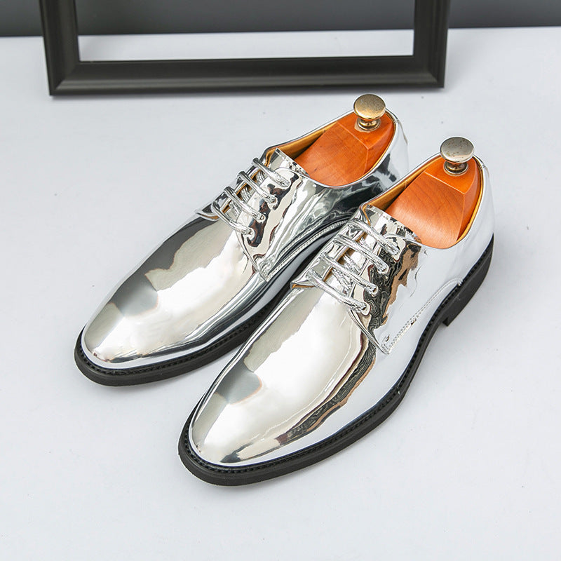 Hommes Casual pointu orteil Glossy chaussures en cuir en style britannique