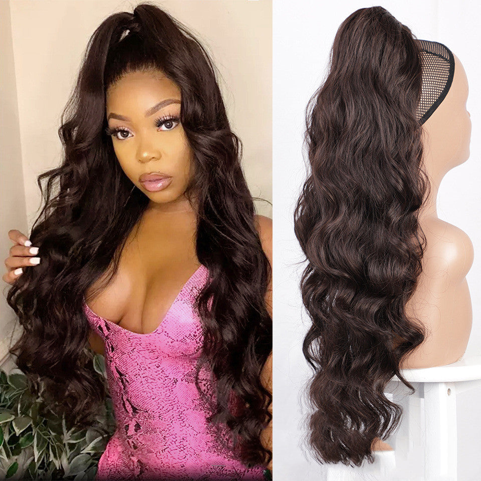 Wig Big Wave Drawstring Ponytail Matte haute température Silk Fiber Wig chimique
