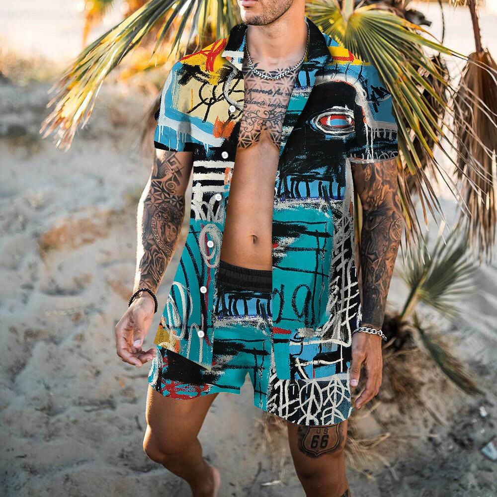 Ensemble de chemise et de shorts pour homme imprimé en 3D