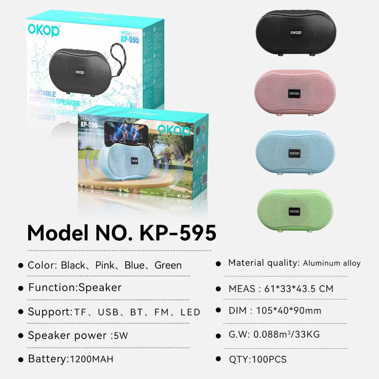 KP-595 Haut-parleur Bluetooth portable Mini haut-parleur avec support d'accueil subwoofer longue durée de vie de la batterie