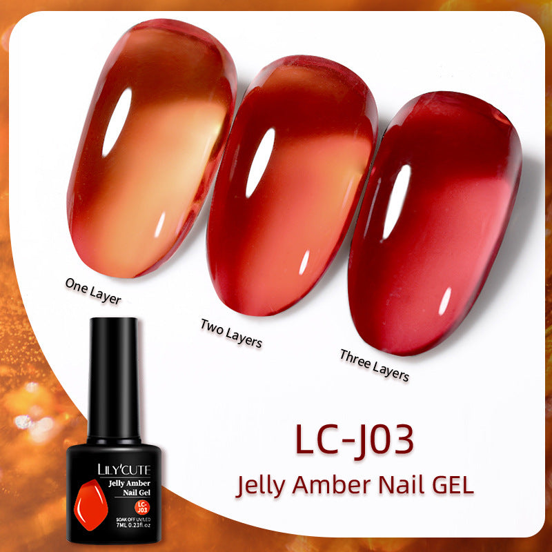Gel d'ongle transparent sur glace de traitement de la lumière par Jade Amber