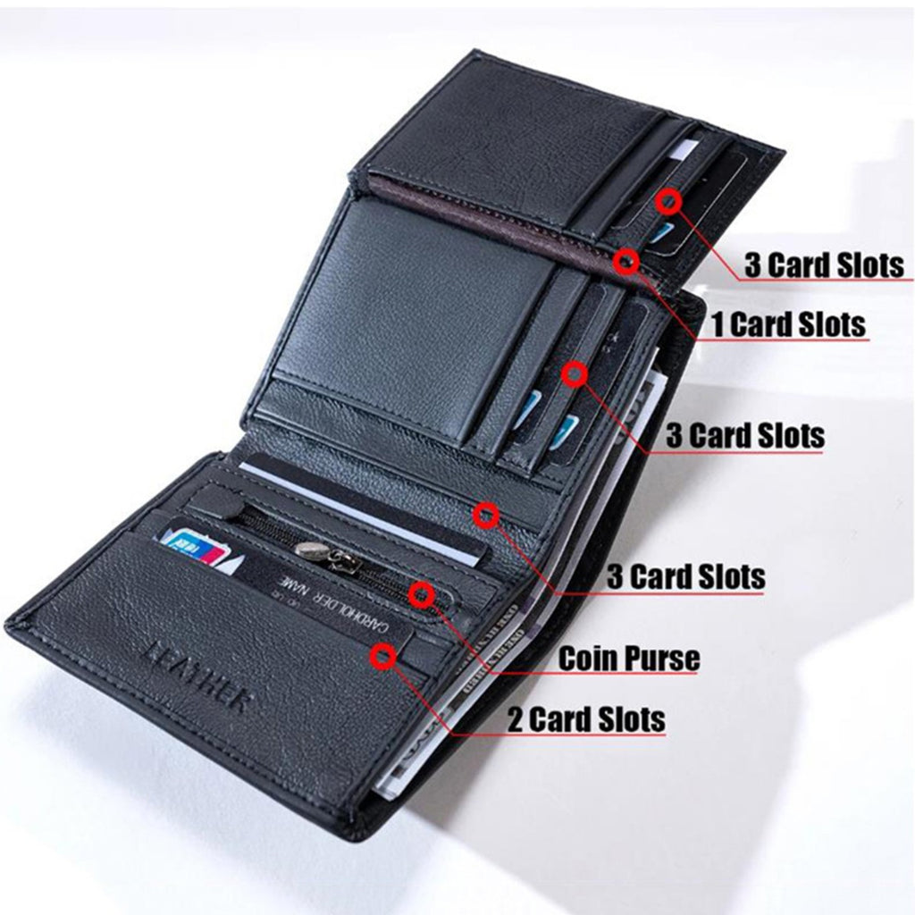 Portefeuille en cuir véritable homme Cowhide RFID Blocage