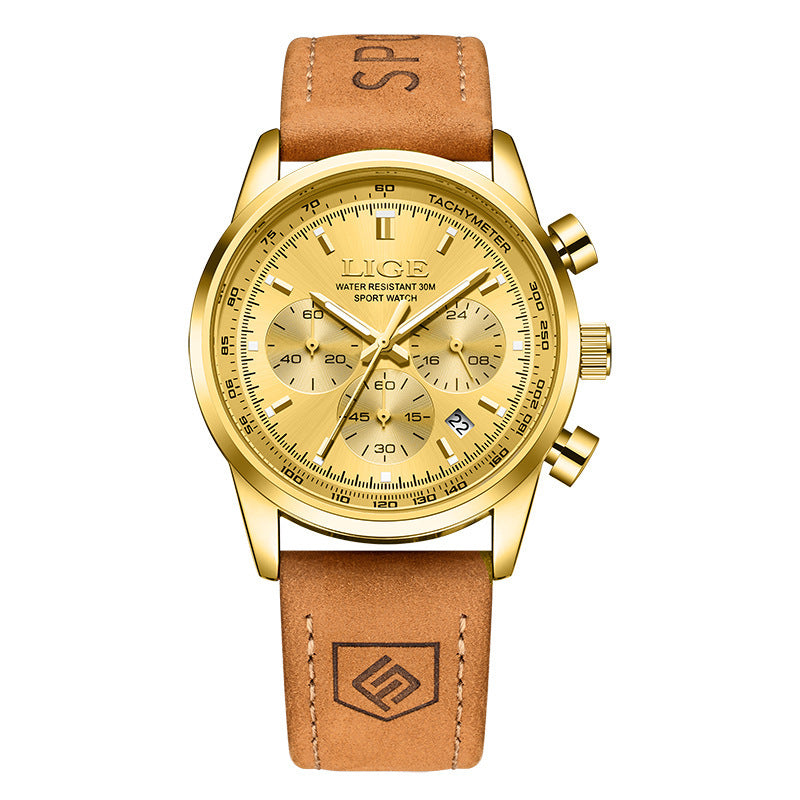 Montre étanche à trois mains Six-Pointer multi-fonction hommes