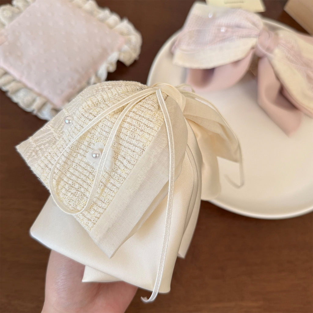 Tissu de dentelle douce Bow Poneytail Clip