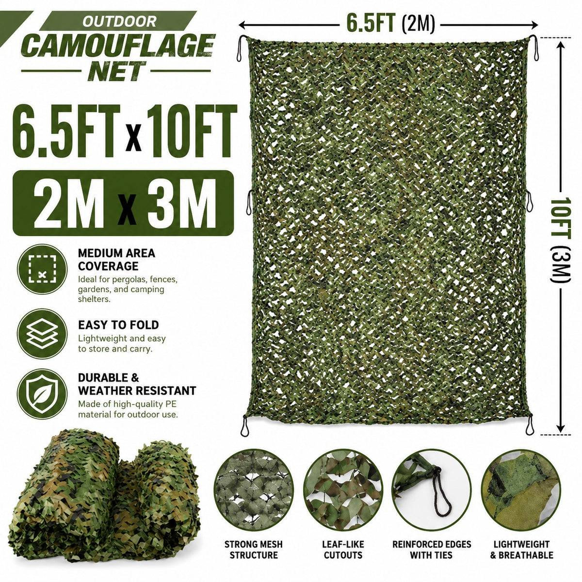 2x3M Camouflage Netting Military Camo Net Camping Blind Sunshade Couverture de voiture UV