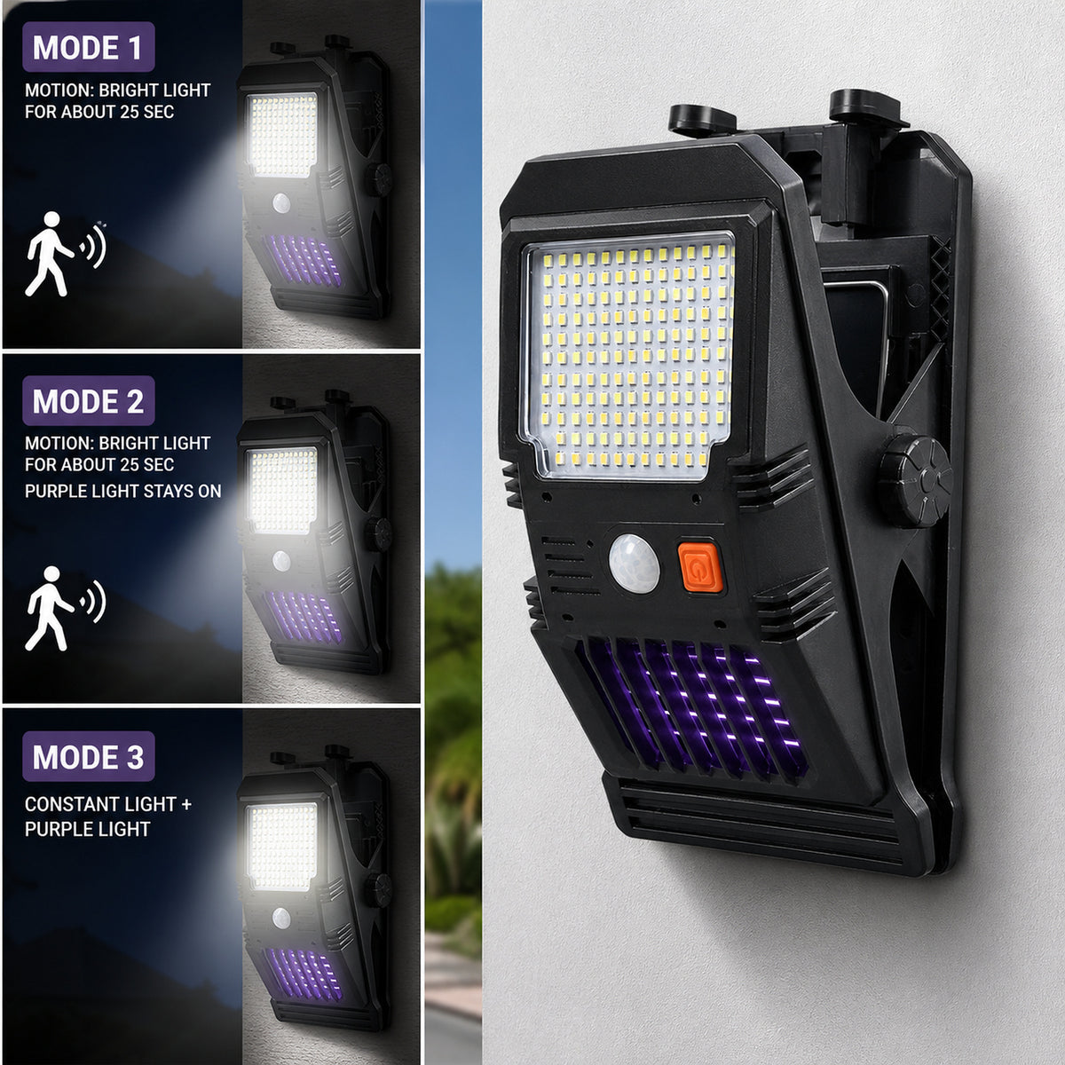 Solar Powered Rechargeable Motion Sensor Garden Light W7104 1 Pour Yard Decoration LED Land