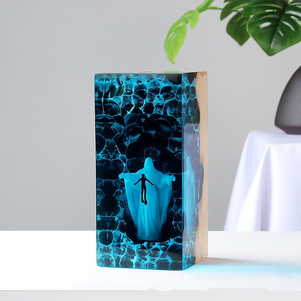 Resin nuit lumière Jésus décoration de bureau artisanat