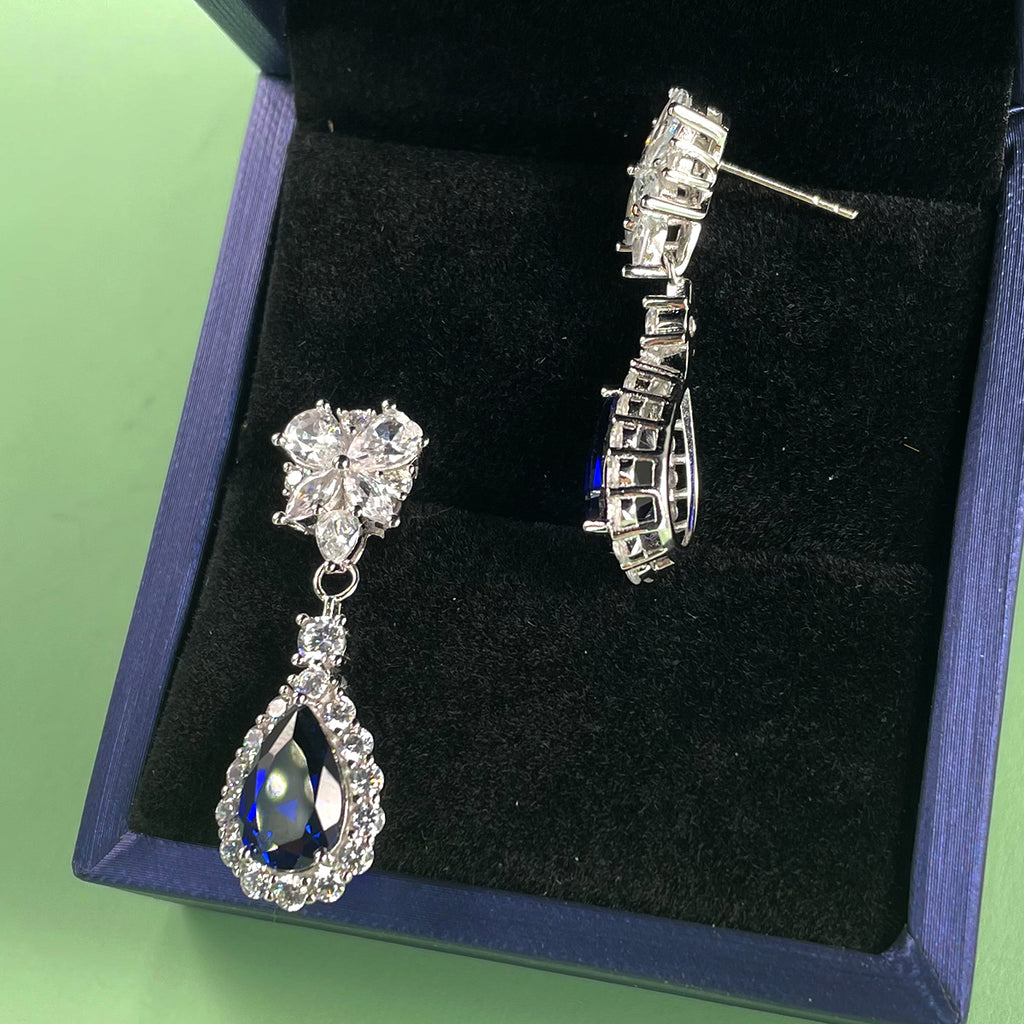 S925 Boucles d'oreilles d'angle en argent sterling Teardrop