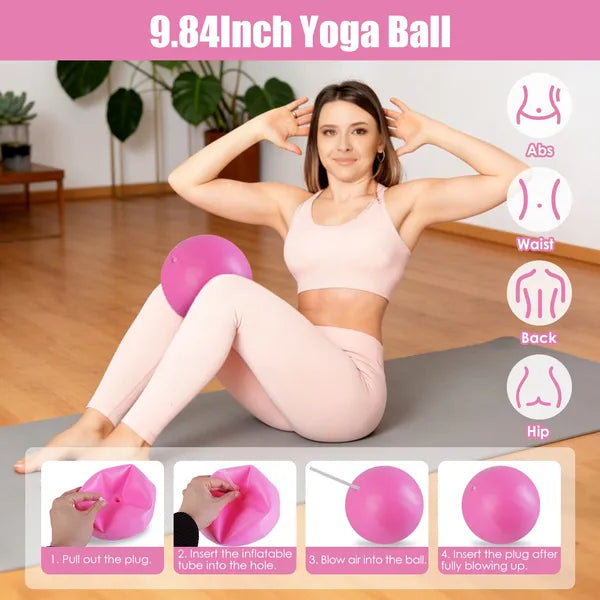14Pcs Pilates Anneau Essentials-Kit pour les femmes avec bras de bal de yoga Stretcher 5 bandes résistantes