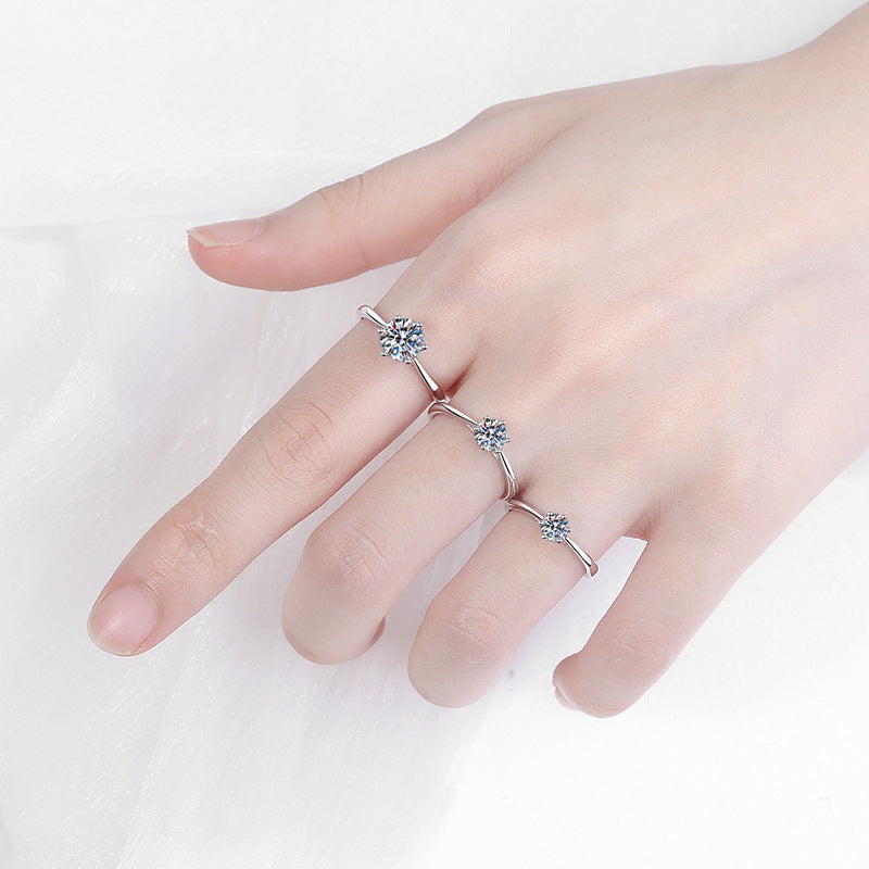 Moissanite 925 Anneau en argent sterling fille