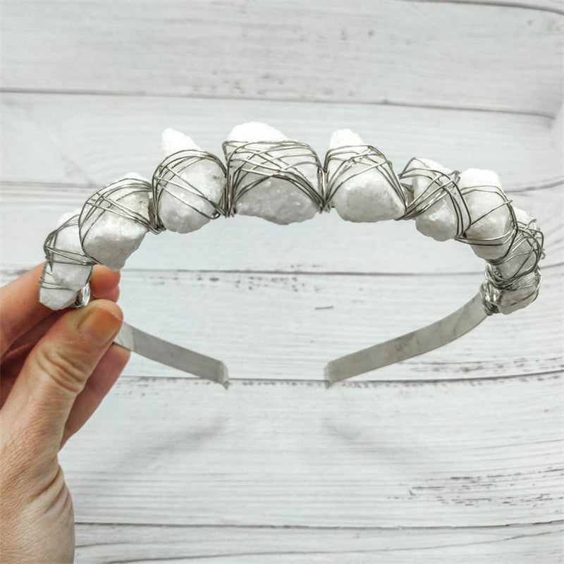 Cristal naturel Quartz Couronne Né Améthyste Gemme Coiffure de mariage