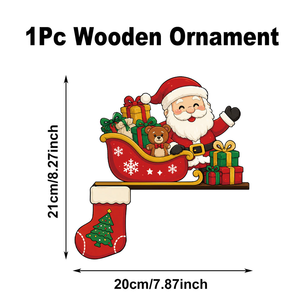 Ornement décoratif cadre de porte en bois de Noël