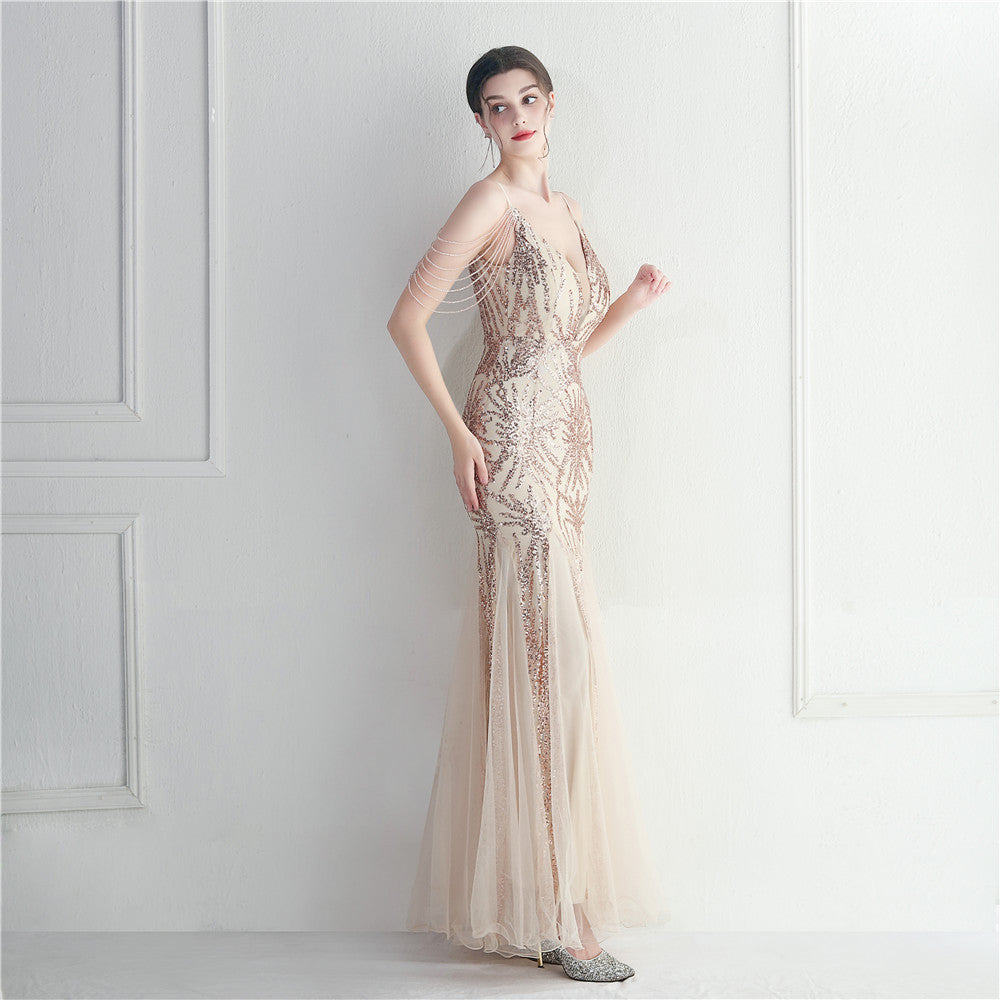 Mesh Perade mariage mariage mariage long camisole soirée Gown