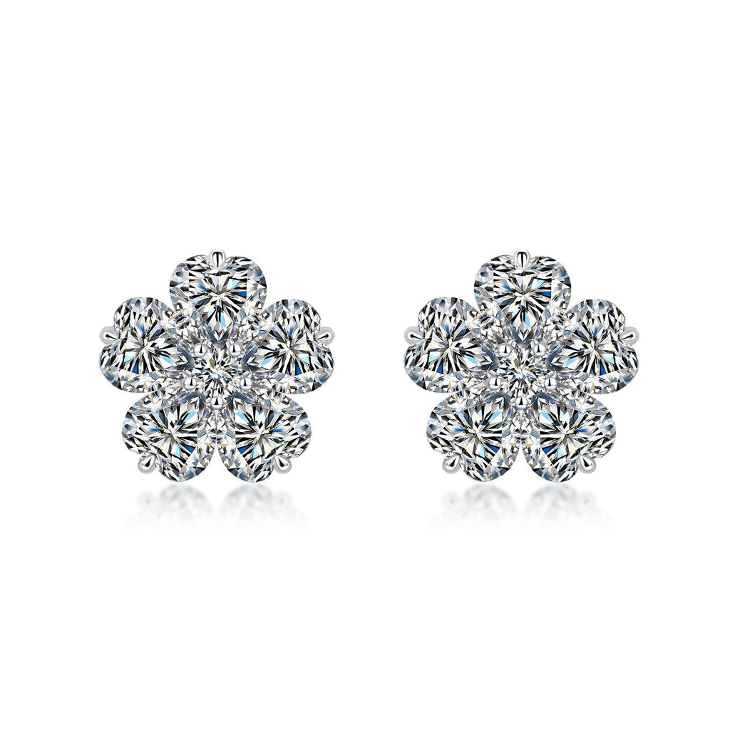 S925 Sterling Silver Flower Stud Earrings