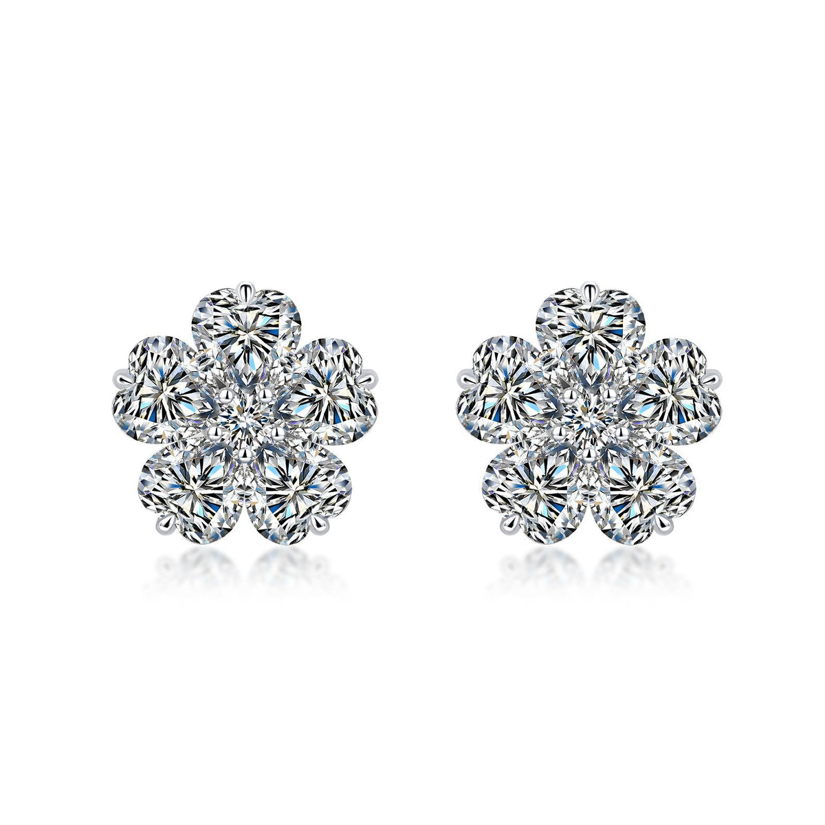 S925 Sterling Silver Flower Stud Earrings