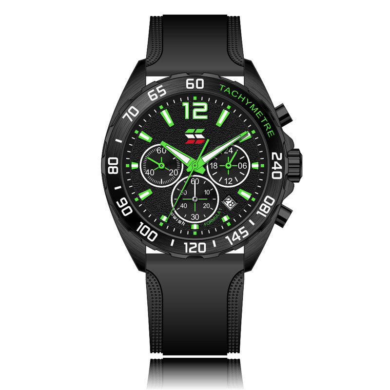 Bracelet en caoutchouc mince Montres Quartz horloge de mode Six-pin Timing Sports Wrist
