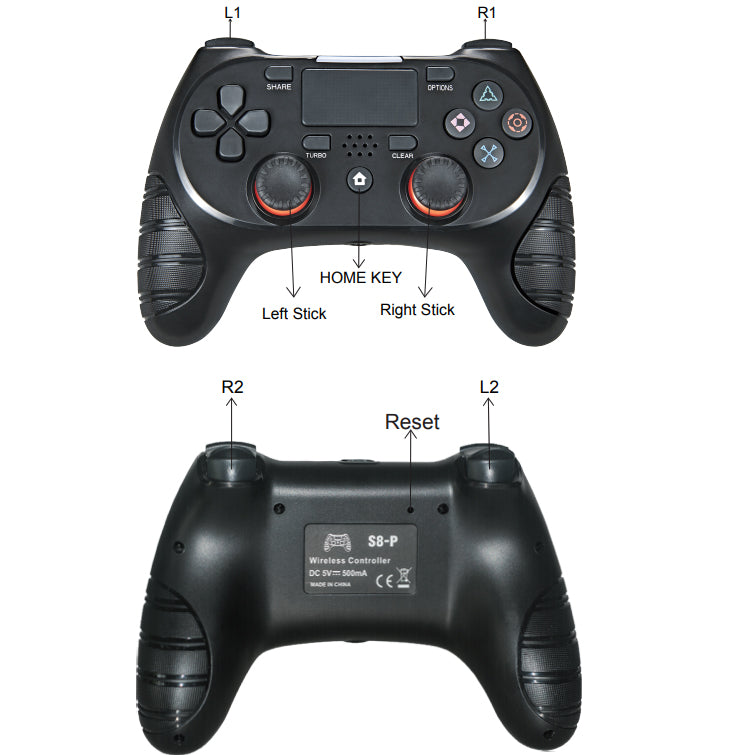 Poignée de jeu Six Axis Double Vibration avec Lumière