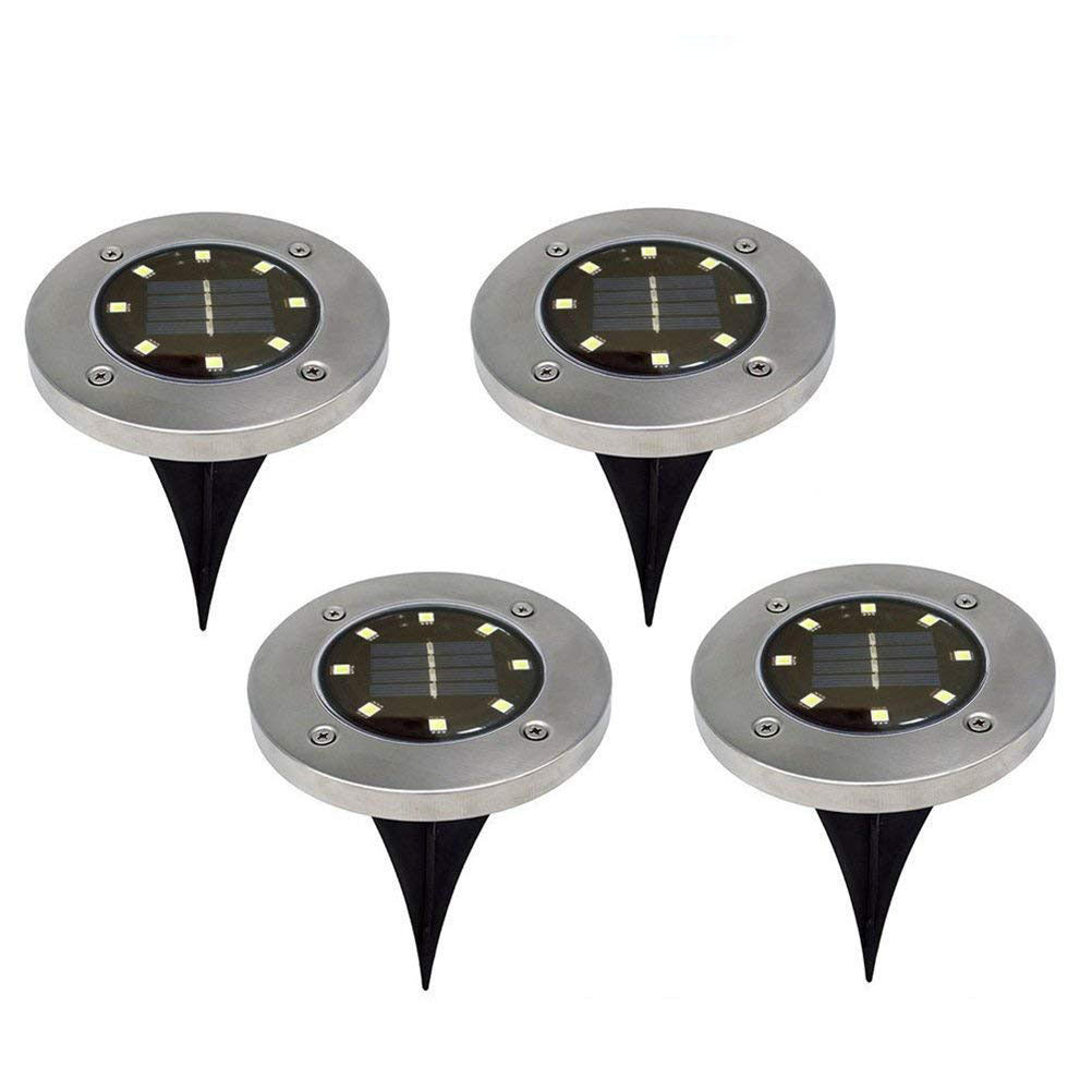Lampe à gazon solaire 8led Solar Underground en acier inoxydable