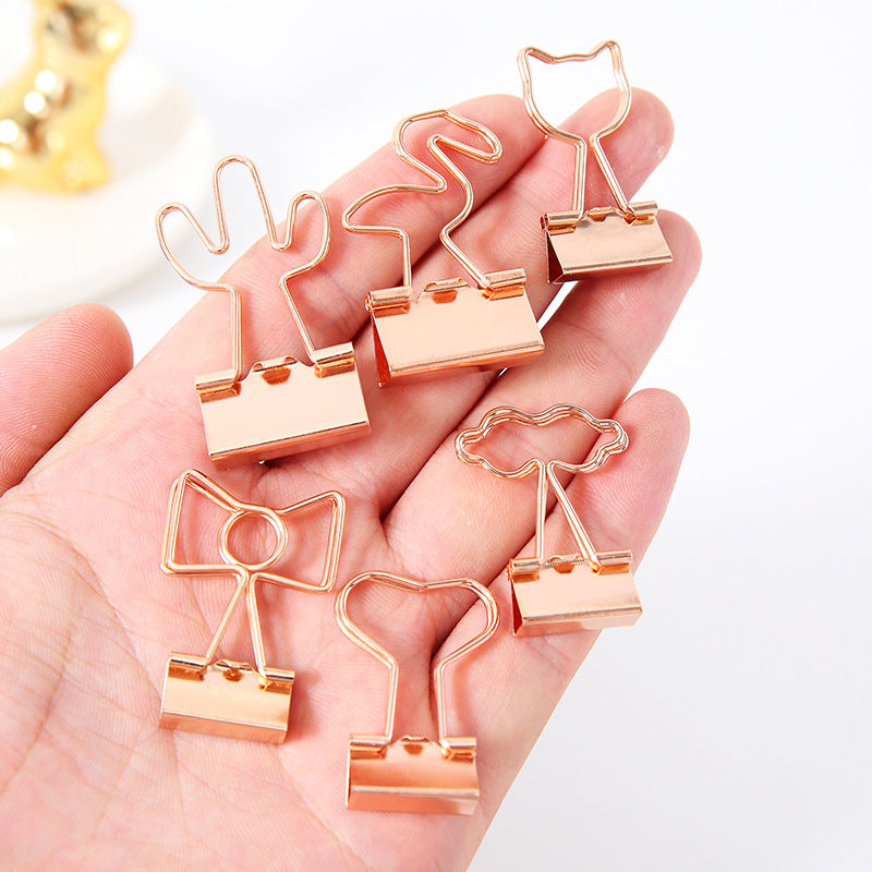 Creative Plating Or Petit Clip Bureau Style Long Tail Metal