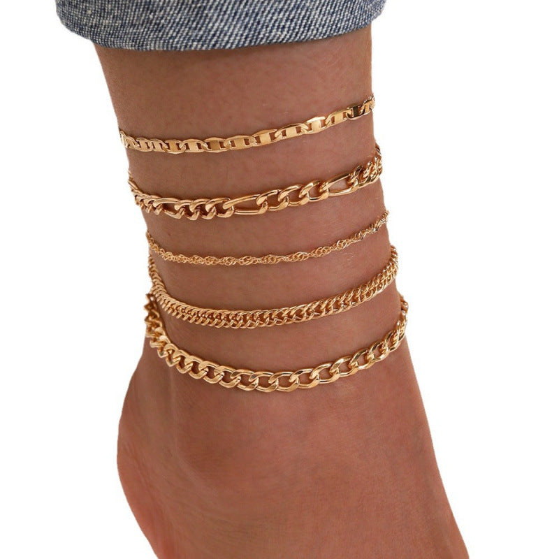 Simple chaîne métallique gracieuse Retro Creative Snake Chain set cinq pièces