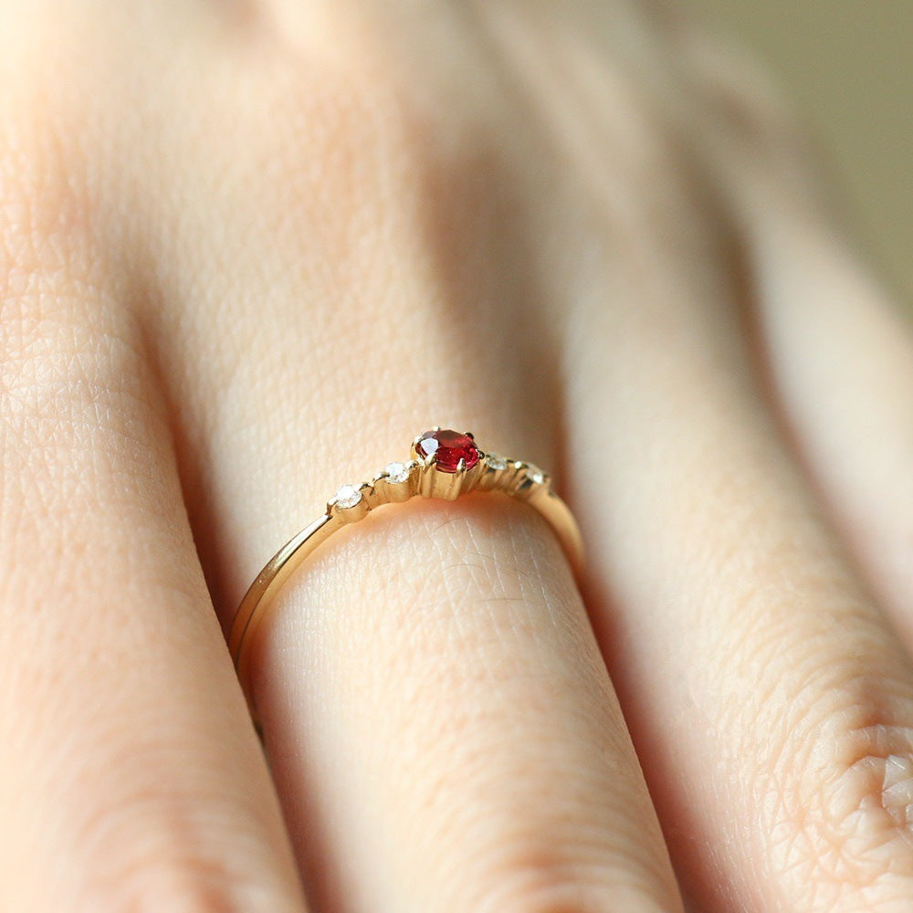 Ruby mode avec Diamonds Bague de mariage de fiançailles en or 16k pour femmes