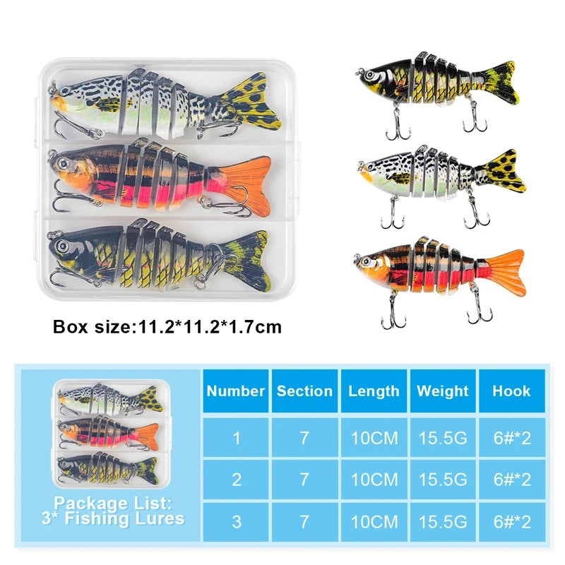 Aile artificielle 3PCSbox Aile multi-section Lure de poisson