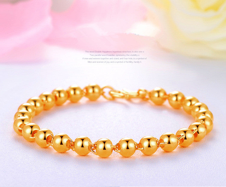 Bracelet en perles rond homme avec imitation or 24k