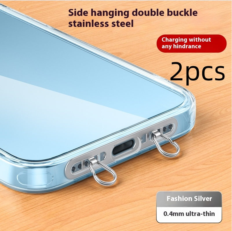 Téléphone mobile Lanyard Acier inoxydable côté suspension Clip anti-perte joint double boucle