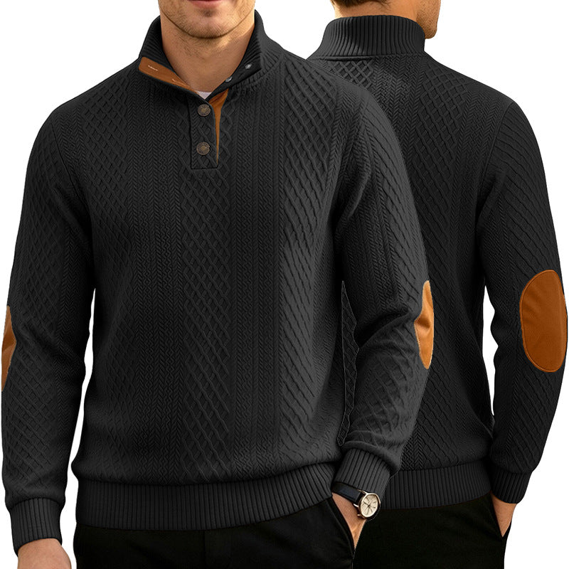 Homme Jacquard Col rond Chandail à manches longues