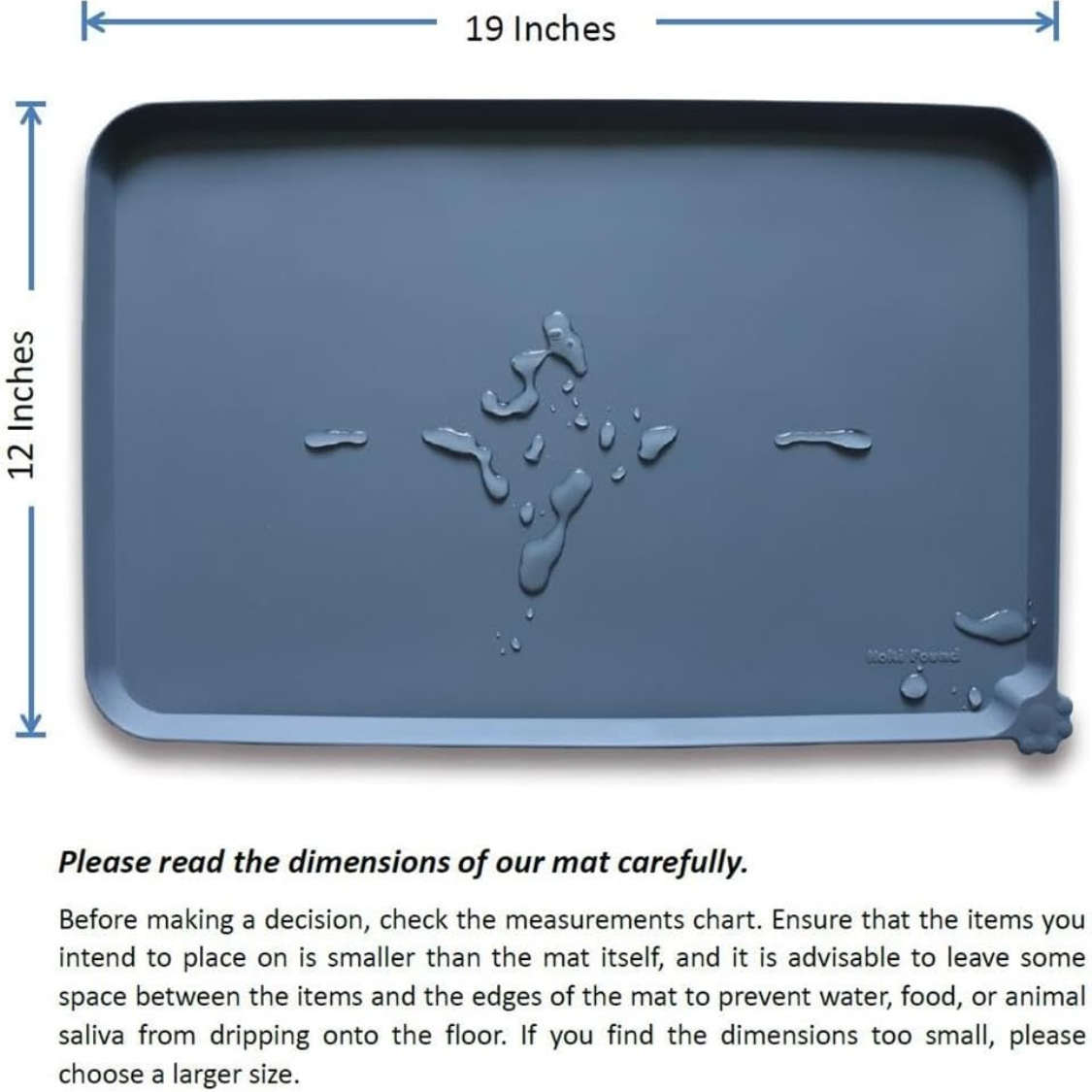 Waterproof feeding mat with raised edges, for dogs and cats