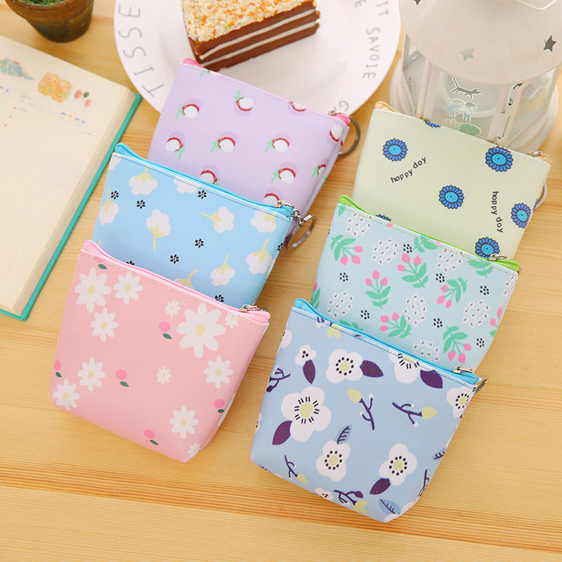 PU Leather Hand Holding Floral Coin Purse