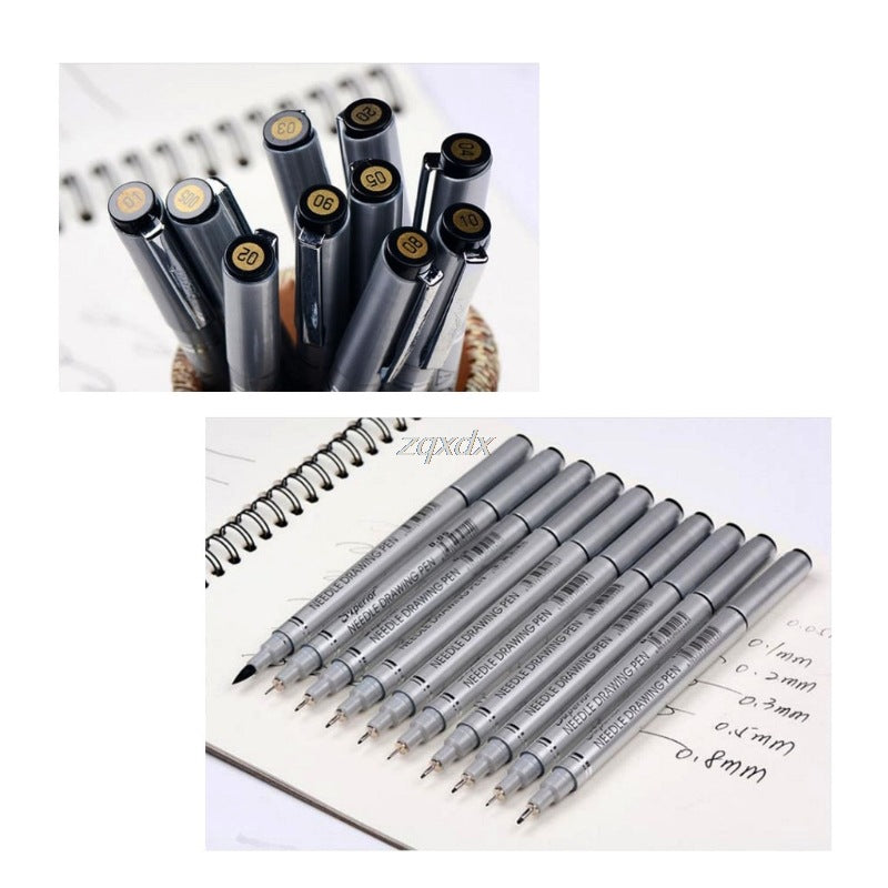 10 Tailles de pointe Micron Neelde Dessin stylo imperméable Pigment Fi
