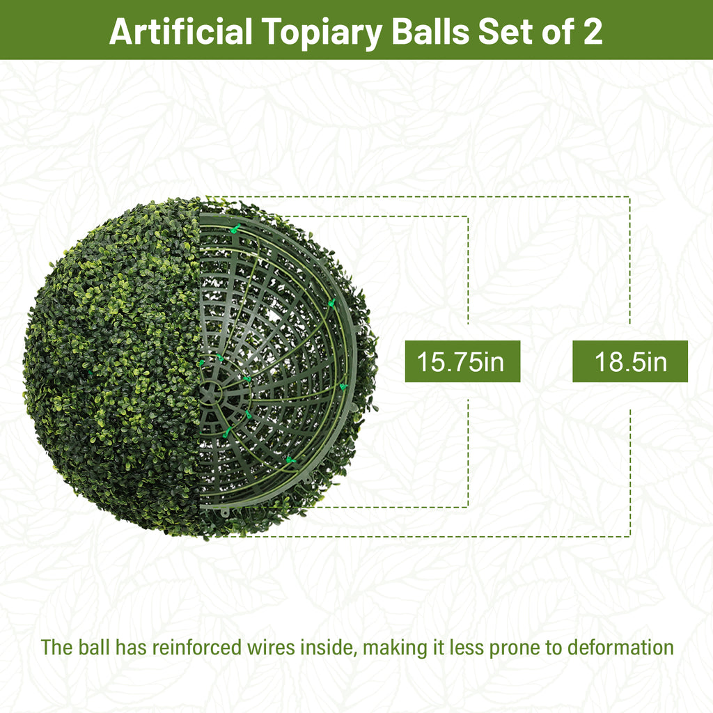 18.5PO sombre Artificial Topiary Balles Extérieur Faux Boxwood Décorative Green Sphères pour Gar