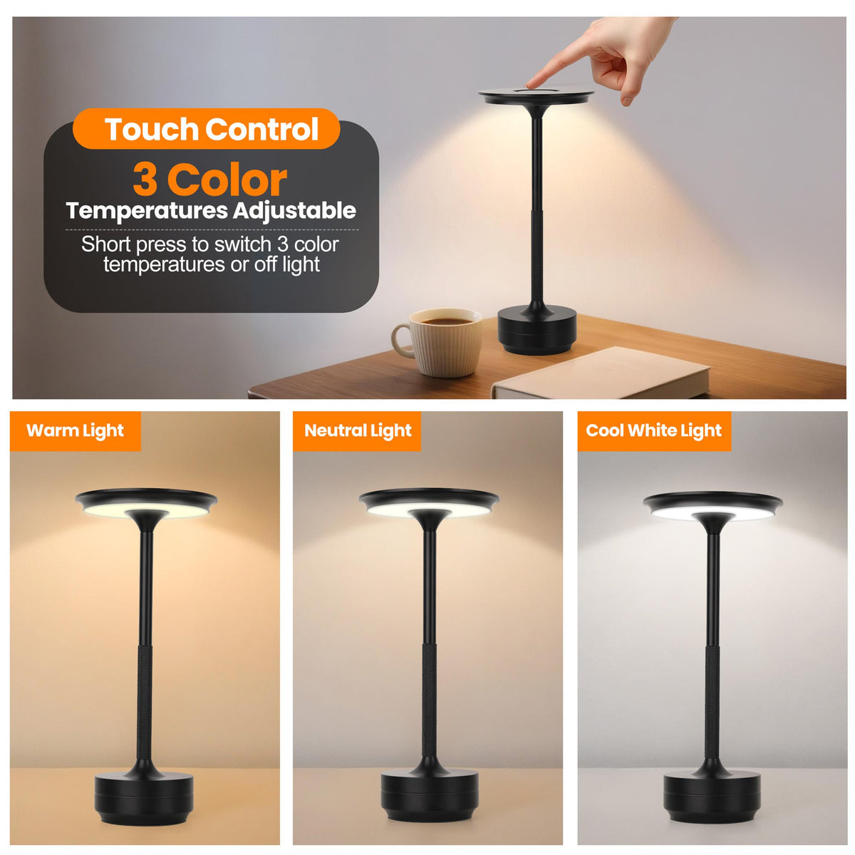 Lampe de table rechargeable sans fil 2pcs