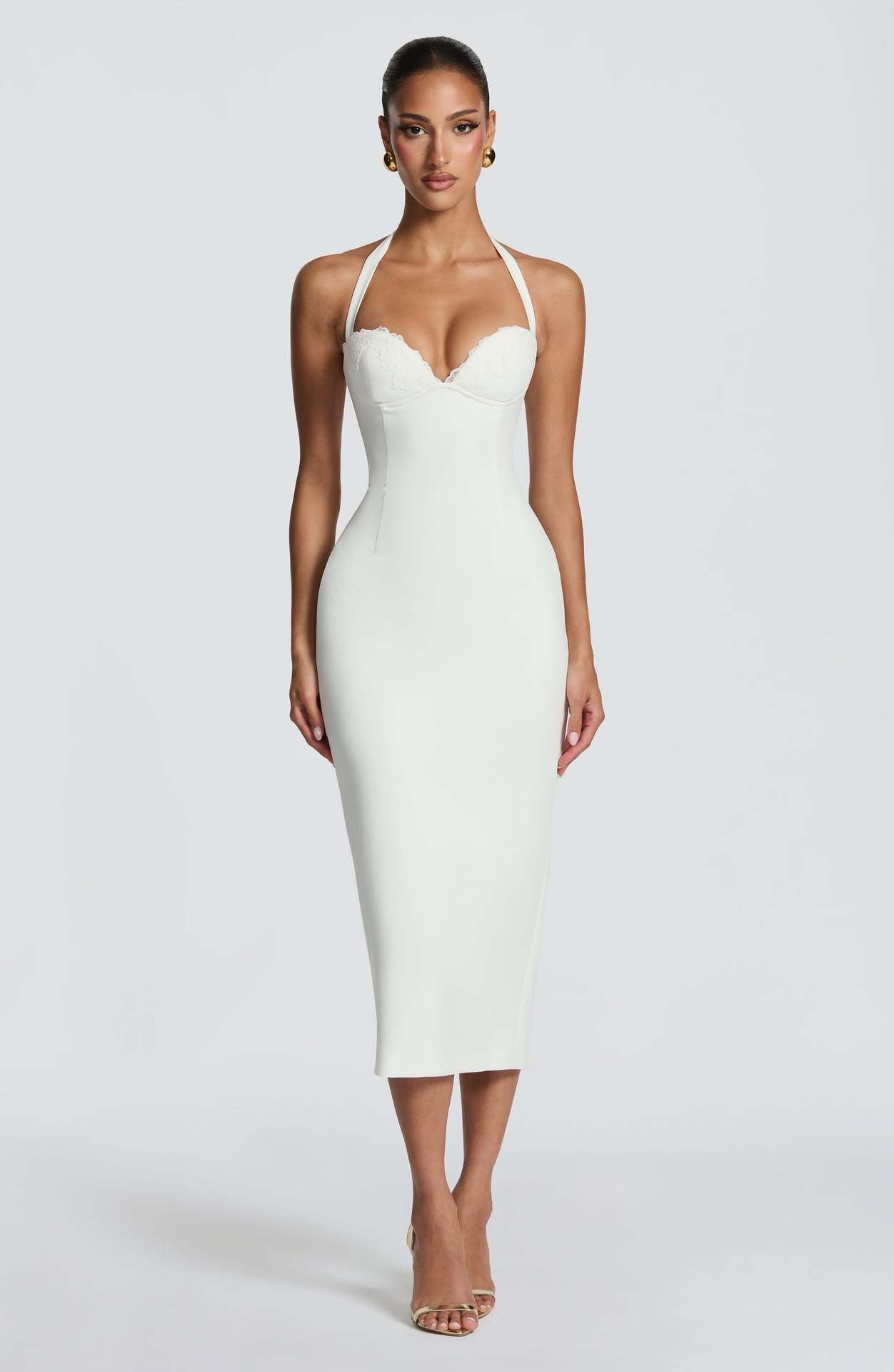 Robe en dentelle à col de lacet pour femmes