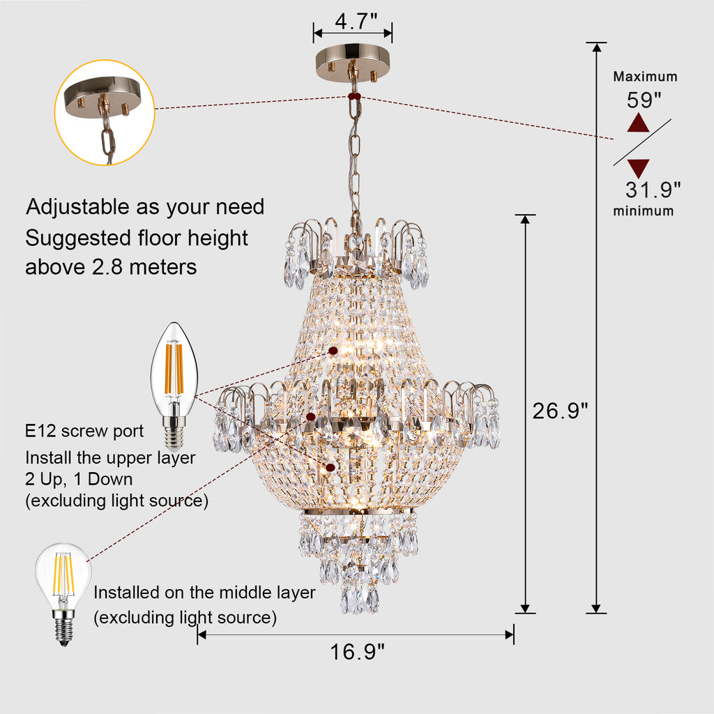 (Même que W1340102270/L5003) Chandéliers en cristal doré