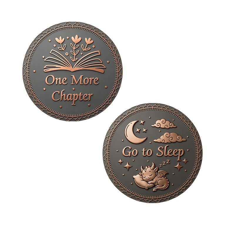 Rétro-style Livre-themed Sleep Decal Coin pour la prise de décision