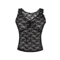 Femmes Camisole en dentelle fleurie sans manches intérieure et dessus extérieur