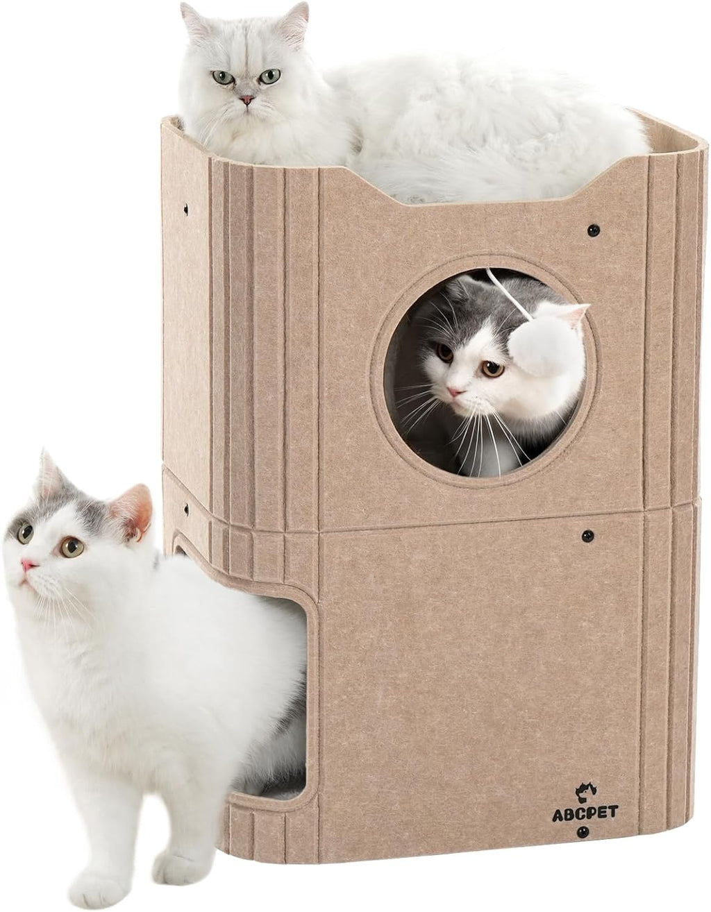 ABCPET Cat House Indoor Felt Cat Bed Scratch-résistant Kitten Cube avec lampe à bille suspendue