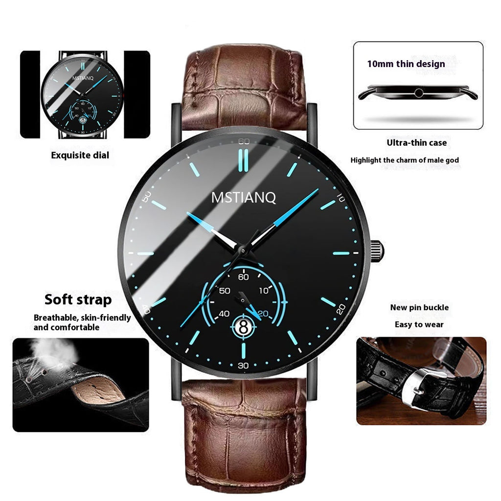 Trade Watch Stylish Black Technology Ceinture en acier raffiné calendrier casual coréen