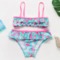 Fashion flamant flamango fendue ruffled filles bikini costume