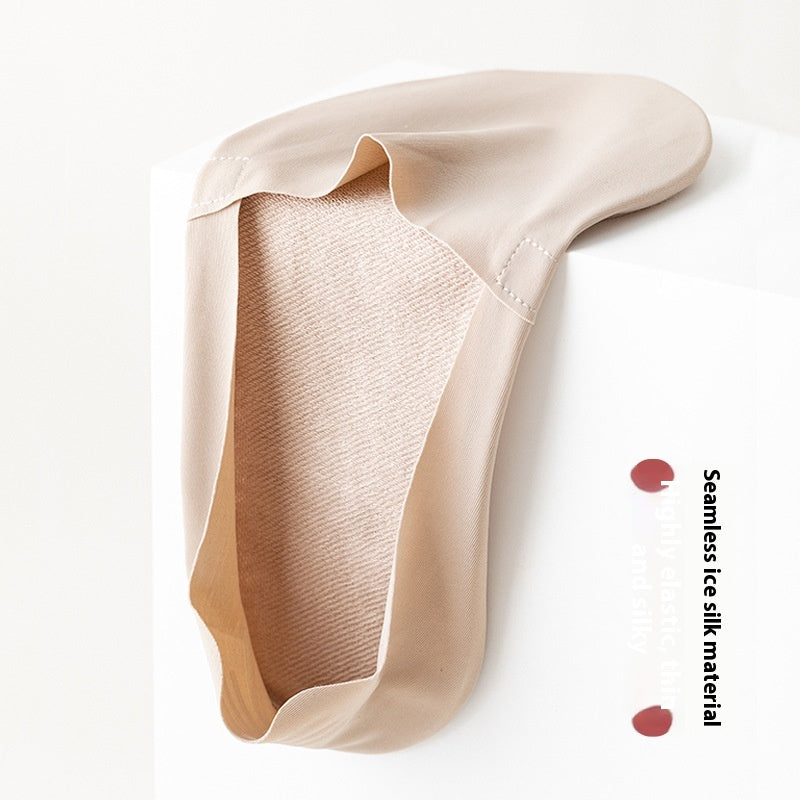 Chaussettes Bouche peu profonde Invisible sans couture Basse coupe Coton pur Fond Silk Ice