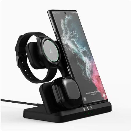 Chargeur sans fil vertical Dock sans fil 3in1 Support de recharge pour casque portable