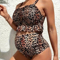 Deux-pièces Floral Leopard-print Maillot de bain Rufflé